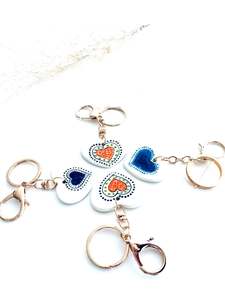 Keyrings: Ceramic Sketch Heart Keyring