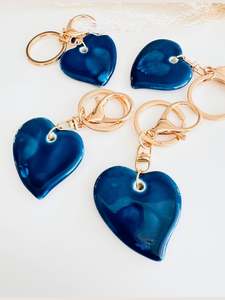 Keyrings: Ceramic Navy Heart Keyring