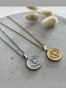 Compass Disc Pendant Necklace