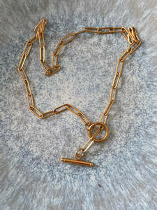 Gold Necklaces: Talia Paper Clip Gold Necklace