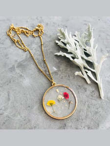 Gold Necklaces: Pressed Floral Necklace