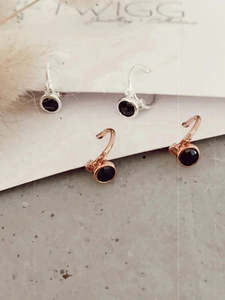 Obsidian Huggie Earrings