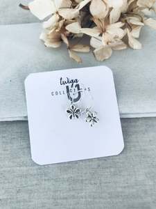 Cosmos flower sterling silver stud sleepers