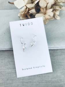Huggie Hoop Earrings: North Star sterling silver stud sleepers