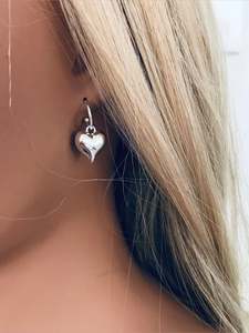 Puffed heart sterling silver stud sleepers