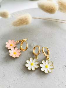 Enamel Daisy Hoops