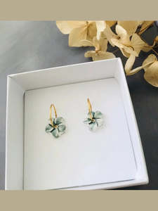 Blue Wash Forget Me Not Porcelain Earrings