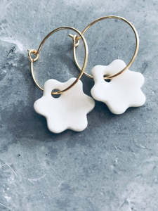 Flower Earrings: ILK White Bloom Porcelain Earrings