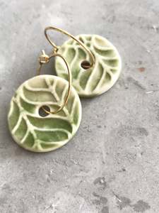 Hoop Earrings: ILK Sage Circle Porcelain Earrings
