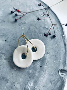Snow Donut Porcelain Earrings