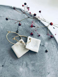 Hoop Earrings: Snow Bee Porcelain Earrings