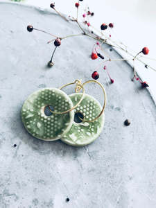 Hoop Earrings: Sage Bubble Porcelain Earrings