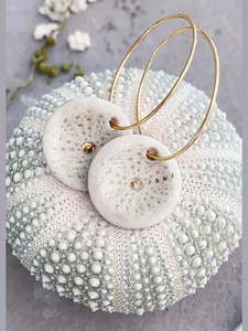 Hoop Earrings: Kina Gold Lustre Ceramic Porcelain Earrings