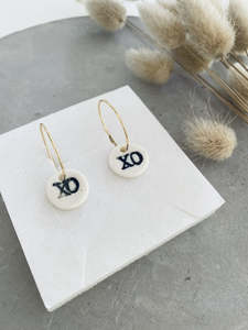 ILK XO Black Hoop Porcelain Earrings