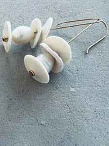Stacked Pearl Drop Porcelain Earrings