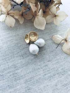 Luxe Earrings: Pearl Hollow Studs