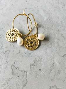 Filigree Earrings: Lucia Pearl Hoop Earrings