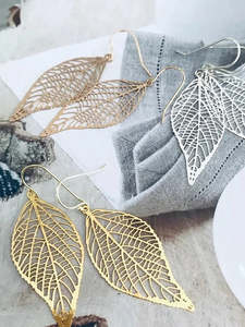 Filigree Earrings: Fine Filigree Skeleton Leaf Earrings