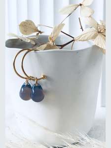 Aubergine Seaglass Stud Hoops