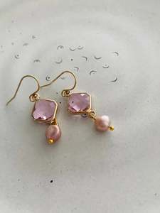 Audrey Diamond Pearl Rose Earring