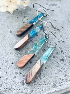 All Resin: Glacier wood resin tear earrings
