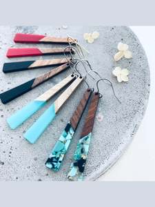 Kapeu Resin Wood paddle Drop Earrings