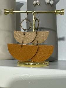 Leather crescent earrings