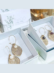 Outlet: BEX Filgree Pearl Hoop Earrings