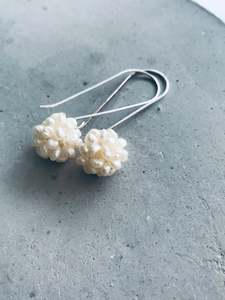 Cluster Pearl Long Drop Earrings