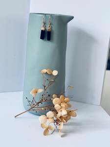 Mineral Earrings: Iron Blue Sandstone Mineral Droplet Earrings