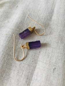 Mineral Earrings: Amethyst Droplets