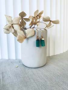 Mineral Earrings: Jade Rectangle Droplets