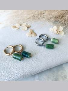 Jade Mineral Huggie Hoops