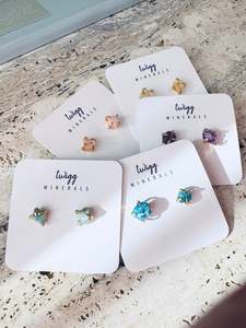 Aqumarine: Mineral Stud Earrings