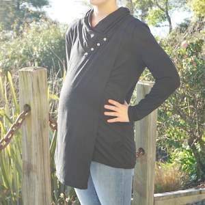 Tess Long Sleeved Maternity & Breastfeeding Tunic - Black