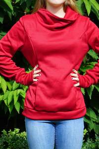 Zoey Maternity & Breastfeeding Fleece Hoodie - Red