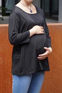 Frontpage: Paris 3/4 Sleeve Maternity & Breastfeeding Tee - Black