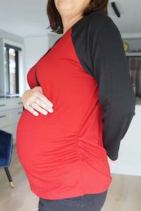 Olivia Long Sleeved Maternity & Breastfeeding Tee - Raspberry