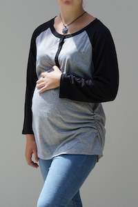Olivia Long Sleeved Maternity & Breastfeeding Tee - Grey