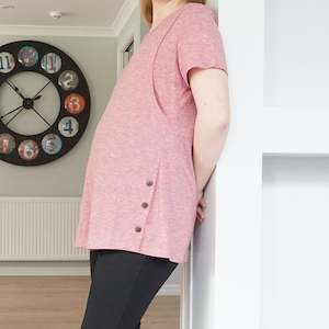 Maia Maternity & Breastfeeding Tee - Dusky Pink