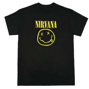 Kurt Cobain: Nirvana - Happy Face - Black T-Shirt