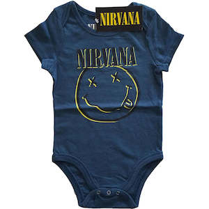 Kurt Cobain: Nirvana - Happy Face - Baby Navy Blue Onesie