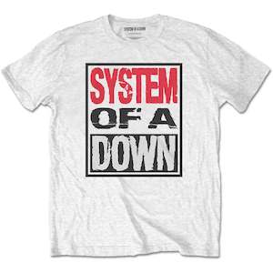 System Of A Down: System of a Down - Triple Stack Box - White T-Shirt