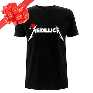 Metal Christmas Band Shirts: Metallica - Santa Hat - Black T-Shirt