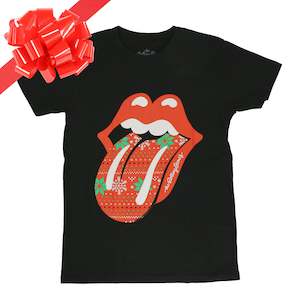 Metal Christmas Band Shirts: The Rolling Stones - Christmas Tongue - Black T-Shirt