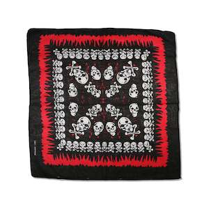 Bandanas: Black Bandana with Red Flame Skulls