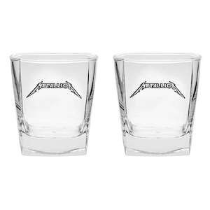 Glass Tumblers Band Merch Drinking Glasses: Metallica Spirit Glasses - 3D Logo Set of 2 (Gift Set)