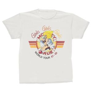 Vintage Band T Shirts: Motley Crue - Girls Bomber Tour - White Vintage T-shirt