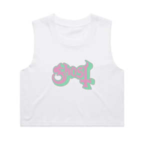 Ghost - Satanic Panic Logo - White Crop Tank
