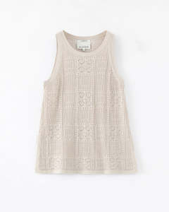 Aleger Cashmere: Aleger Pima Cotton & Cashmere Geo Lace Singlet Gold Star